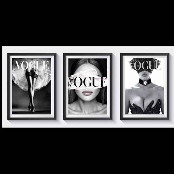 SET 3 Black & white vogue model picture print- luxury living room wall art decor - Picture 6 of 8